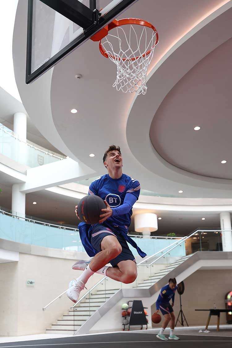 England's Mason Mount plays basketball at St. George's Park