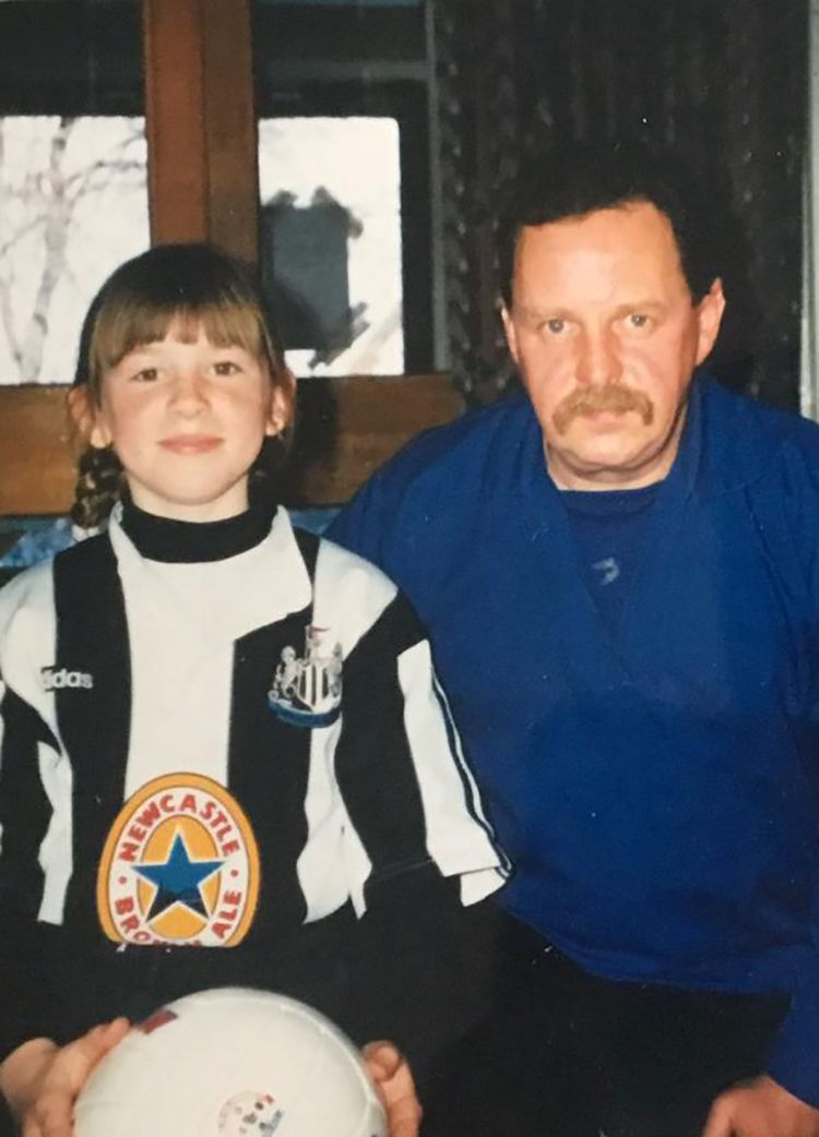 A young Carly Telford with her dad