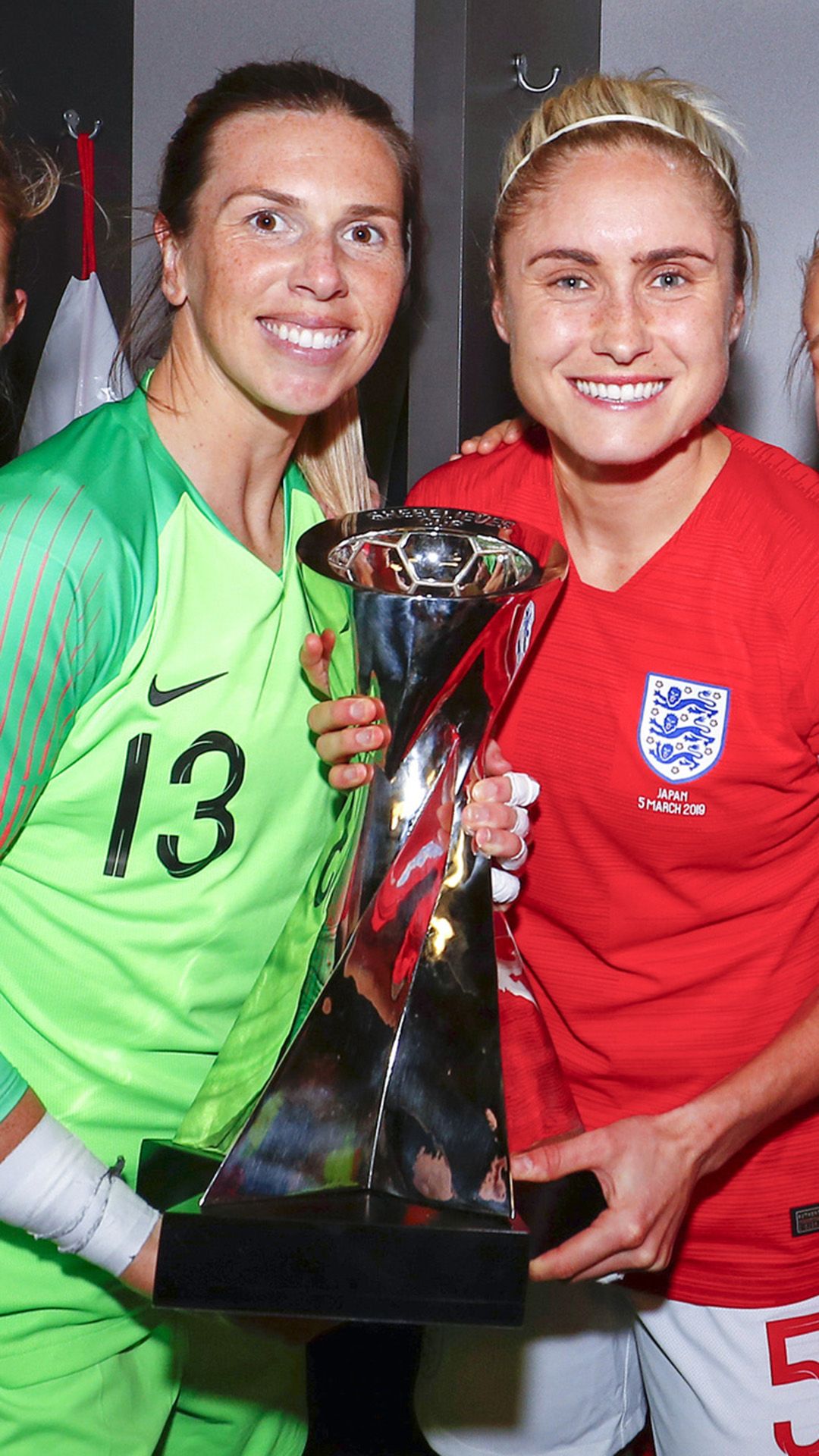 Carly Telford with Steph Houghton at the 2019 SheBelieves Cup