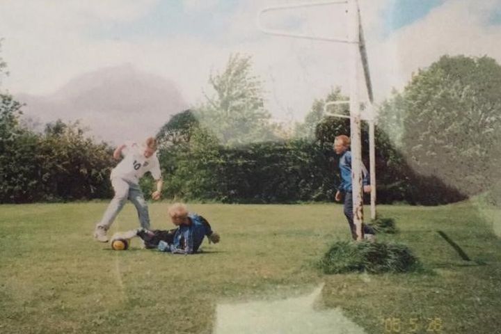 A young Dean Henderson playing football in Whitehaven, Cumbria