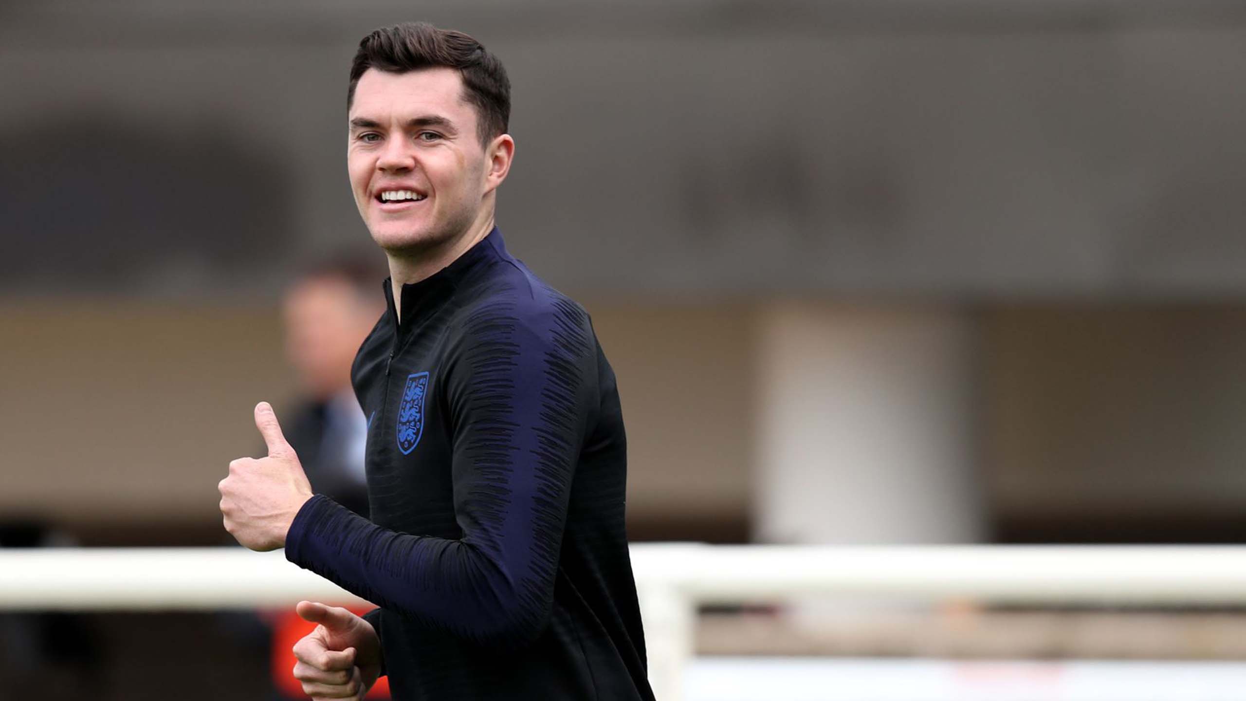 Michael Keane in training with England