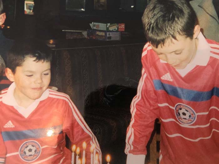A birthday party with my twin brother Will, in our football kits of course