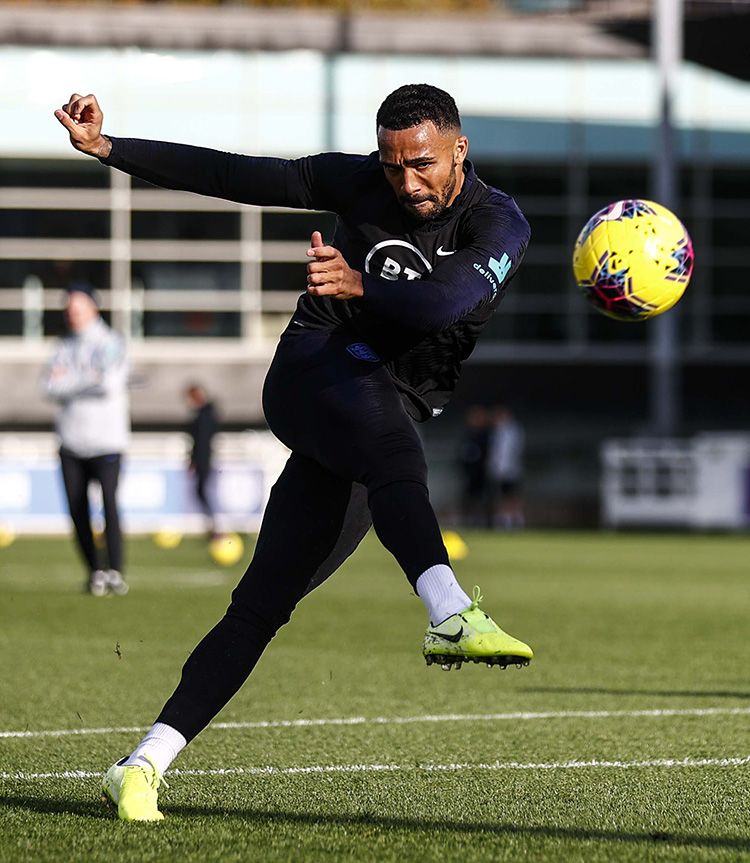 England's Callum Wilson takes a shot in training