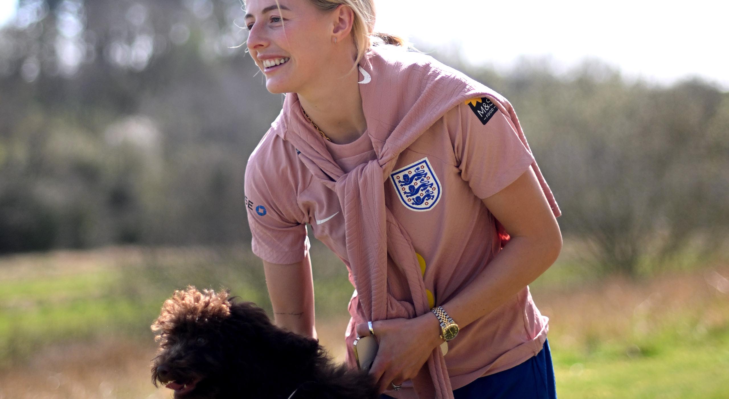 England Chloe Kelly with her dog Brody at St. George's Park