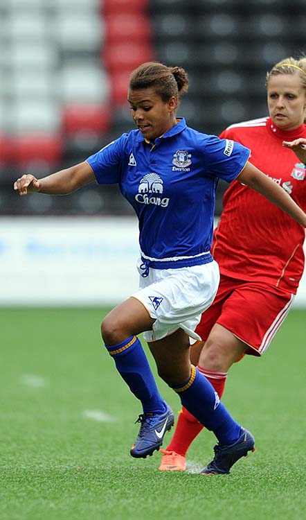 Nikita Parris playing against rivals Liverpool as an 18-year-old